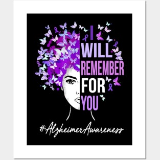 I Will Remember For You Alzheimer Awareness Womens Butterfly Gift Posters and Art